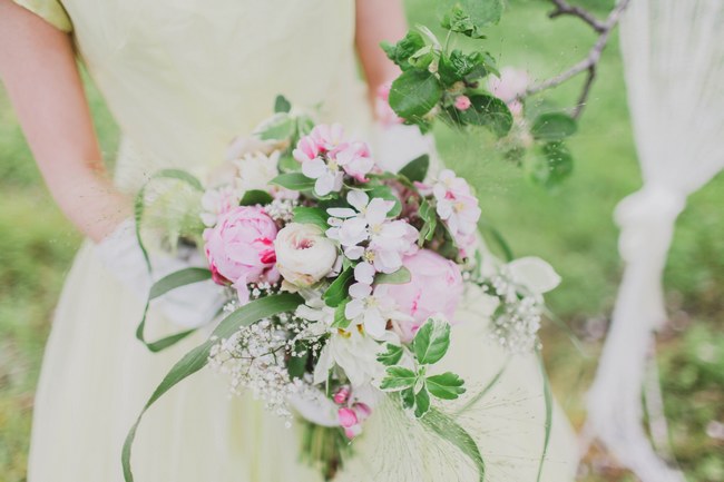 Apple Blossom and Peoony Cascade Bouquet Ireland // Kirsty-Lyn Jameson photography // Vintage Violet Floral Boutique Florist // ConfettiDaydreams.com //