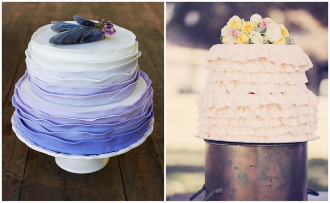 Ombre Ruffle Wedding Cakes