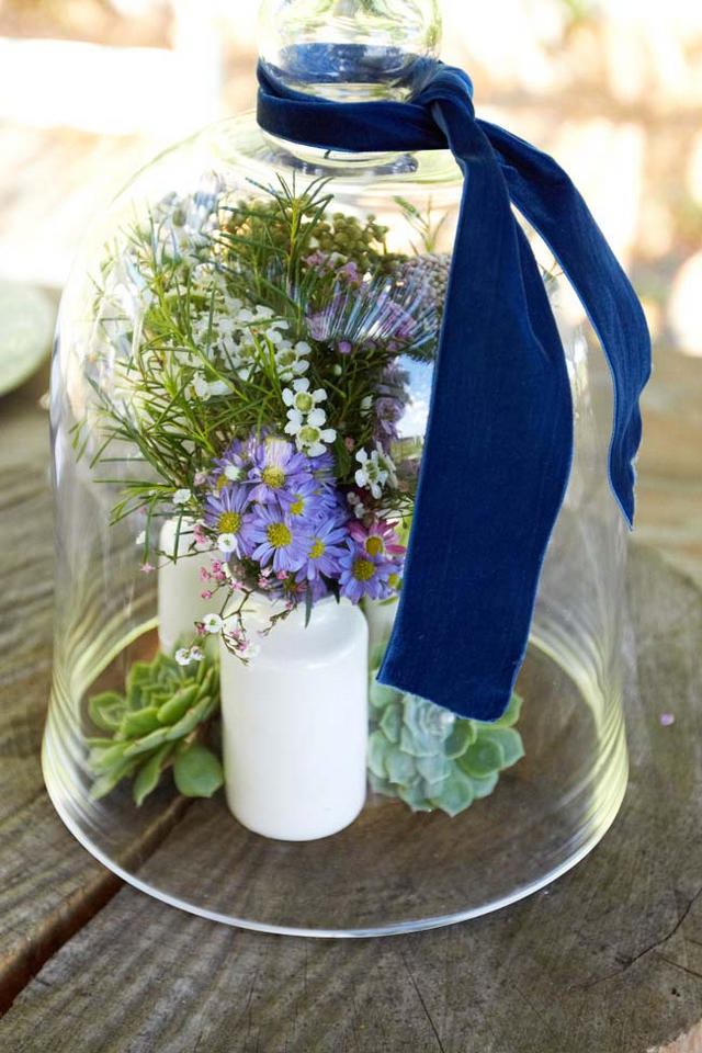 diy blue wedding centerpieces