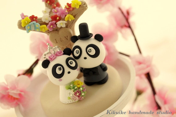 koala and  panda wedding cake topper