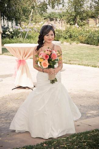 Pink and Peach Summer Vineyard Vintage Wedding