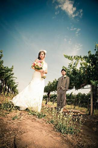 Pink and Peach Summer Vineyard Vintage Wedding