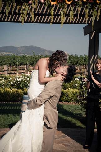 Pink and Peach Summer Vineyard Vintage Wedding