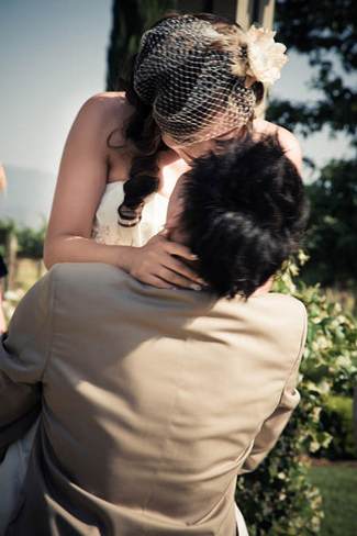 Pink and Peach Summer Vineyard Vintage Wedding