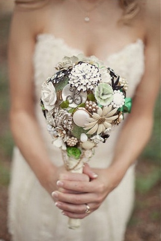 Heirloom Bouquets Button Brooch Fabric Bouquets