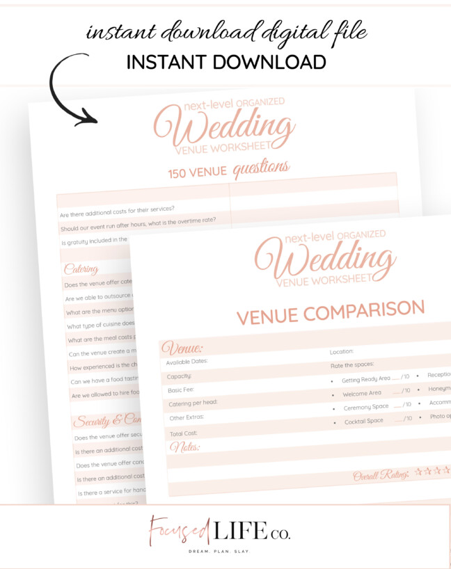 Epic 150 Question Wedding Venue Checklist {Ultimate Detailed Printable}