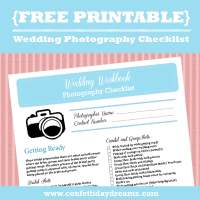 Wedding Photography Checklist Free Printable
