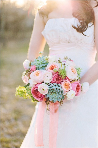 Pink Succulent Bridal Bouquets