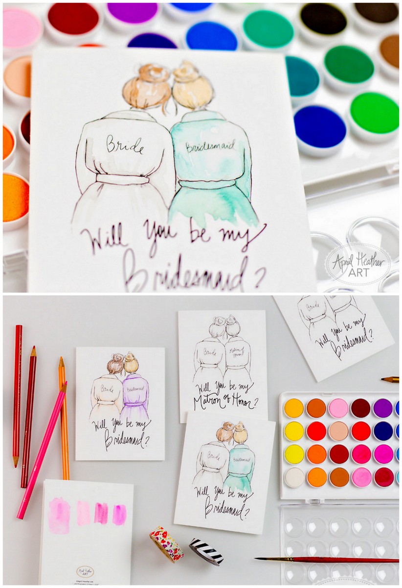 Will You Be My Bridesmaid Coloring In Card