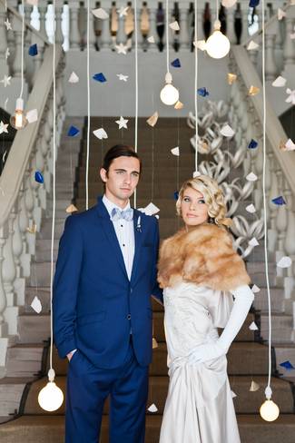 Great Gatsby Wedding Shoot Blue and Gold