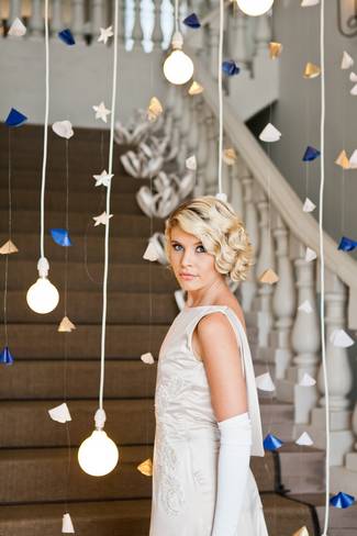 Great Gatsby Wedding Shoot Blue and Gold