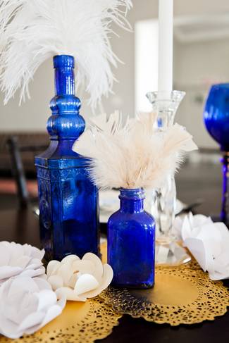 Great Gatsby Wedding Shoot Blue and Gold
