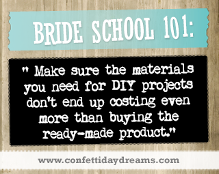 Real Bride Advice - Compare DIY projects vs. Buying ready-made product
