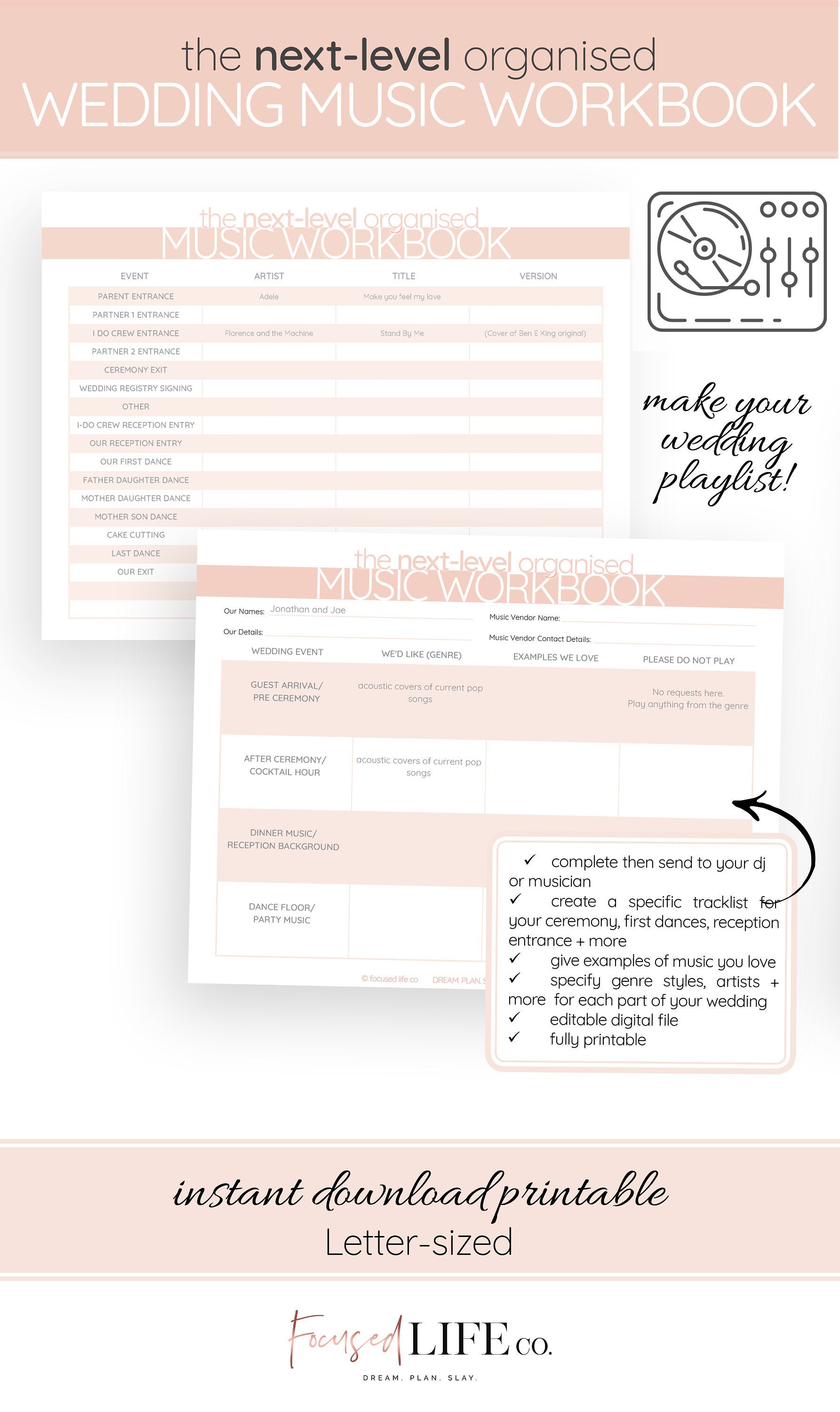 Wedding Music Checklist Printable