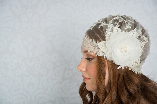 2014 Blair Nadeau Millinery Bridal Collection | Harlow Lace Juliet Cap