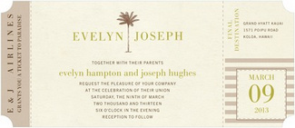 Tropical Ticket Beach Wedding Invitations