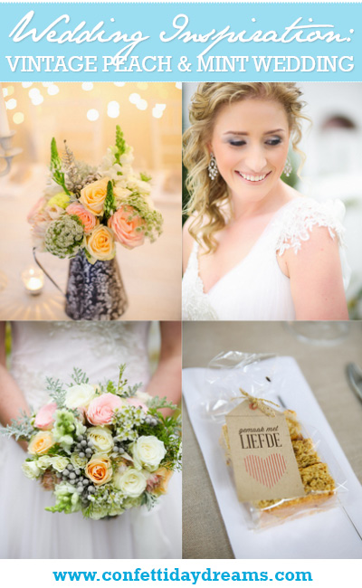 Vintage Peach and Mint South African Wedding