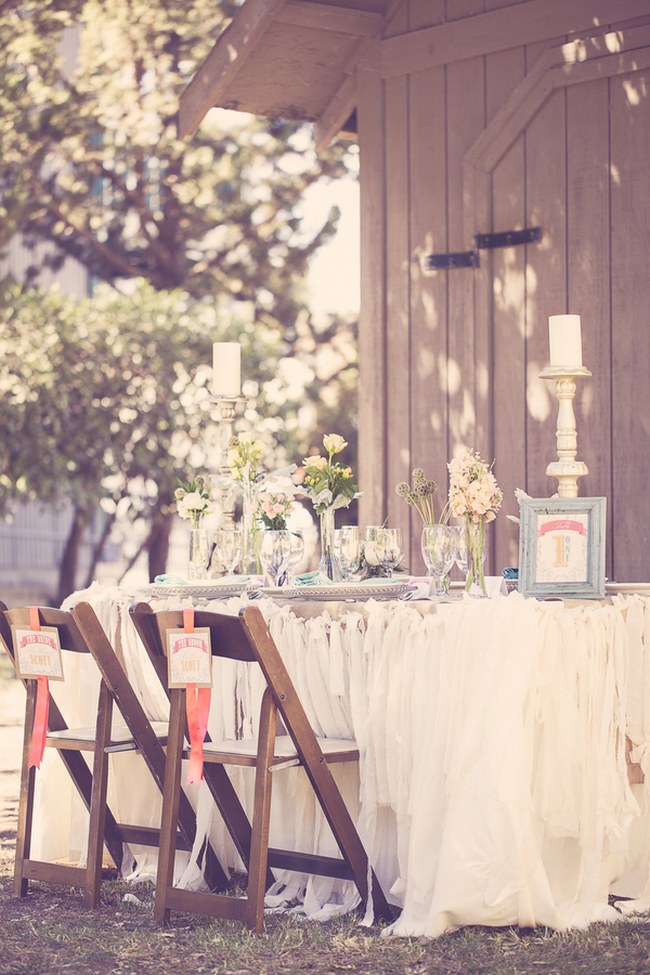 Peach Cream Rustic Country Ruffles & Lace Wedding 18