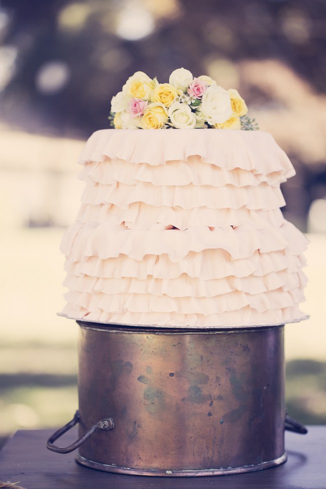 Peach Cream Rustic Country Ruffles & Lace Wedding 30