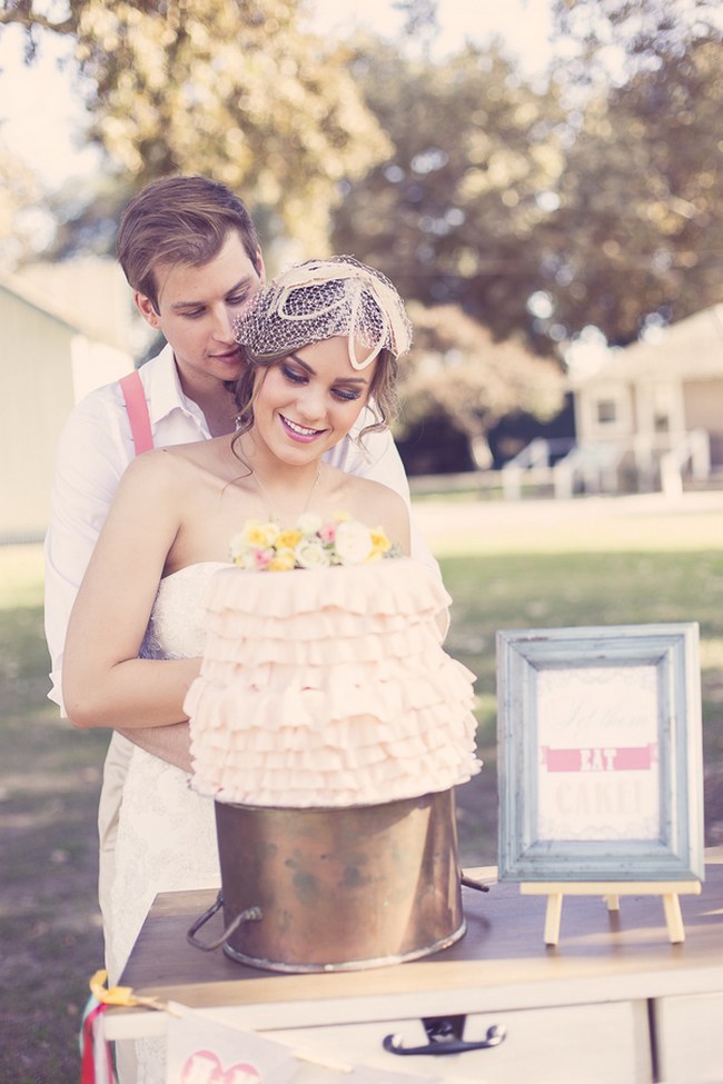 Peach Cream Rustic Country Ruffles & Lace Wedding 56