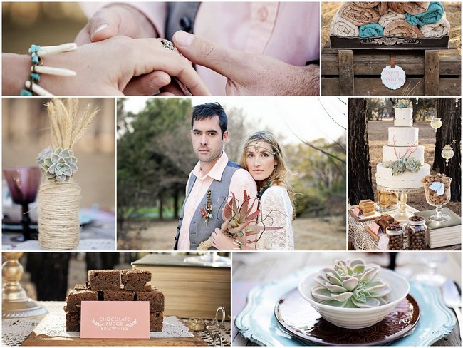 Aqua Coral Mauve Earthy Bohemian Forest Wedding Inspiration on ConfettiDaydreams.com