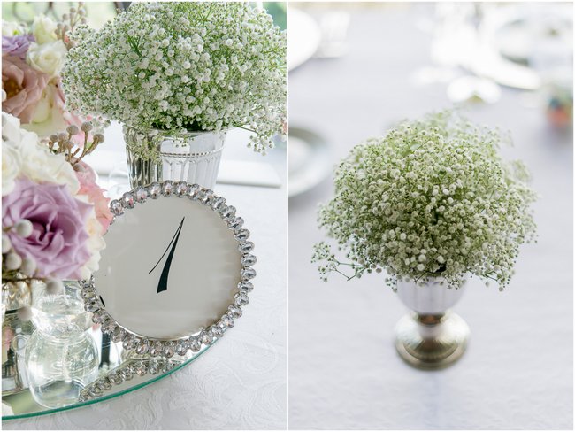 Baby's Breath, Dusty Pink & Violet Flowers and Decor  Images by Lightburst Photography - As seen on ConfettiDaydreams