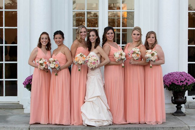 Peach and Blush Bridesmaids | Autumn Wedding at the Tupper Manor by Kristen Jane Photography | Seen first on ConfettiDaydreams.com