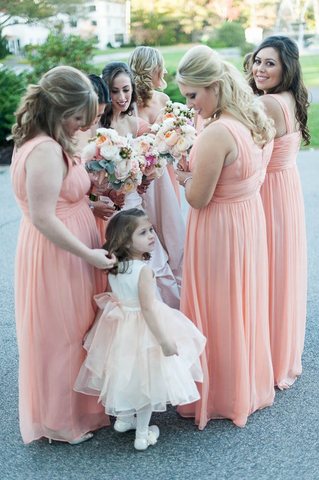 Peach and Blush Bridesmaids | Autumn Wedding at the Tupper Manor by Kristen Jane Photography | Seen first on ConfettiDaydreams.com