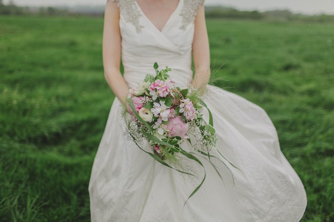 Cascade Bouquet Blush and Sparkle Fifties Inspired Countryside Wedding in the Countryside // Kirsty-Lyn Jameson Photography  // Gibson Bespoke // ConfettiDaydreams.com Wedding Blog