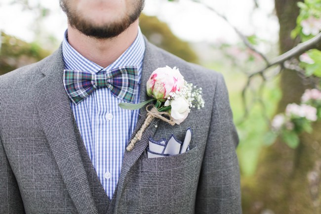 Boutonniere // Blush and Sparkle Fifties Inspired Countryside Wedding in the Countryside // Kirsty-Lyn Jameson Photography  // Gibson Bespoke // ConfettiDaydreams.com Wedding Blog