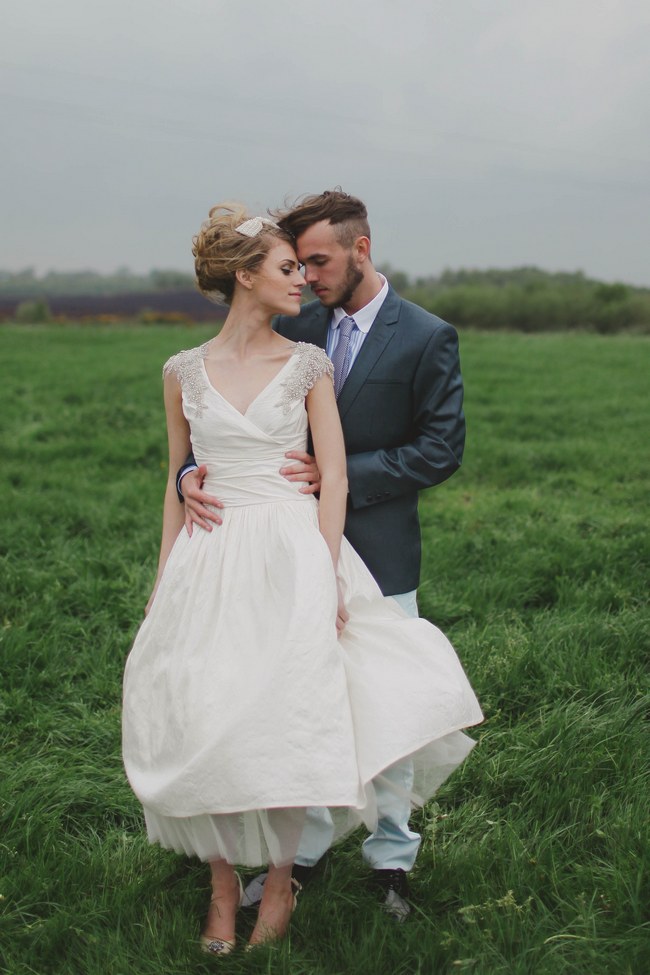 Short Wedding Dress  // Blush and Sparkle Fifties Inspired Countryside Wedding in the Countryside // Kirsty-Lyn Jameson Photography  // Gibson Bespoke // ConfettiDaydreams.com Wedding Blog