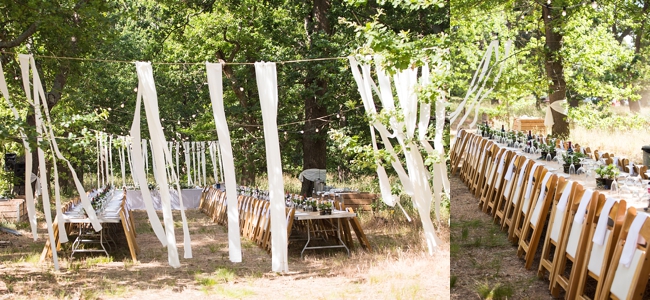 Streamers :: Eco Friendly Wedding Decor:: Outdoor Forest Wedding :: Ruby Jean Photography :: See more on Confetti Daydreams Wedding Blog