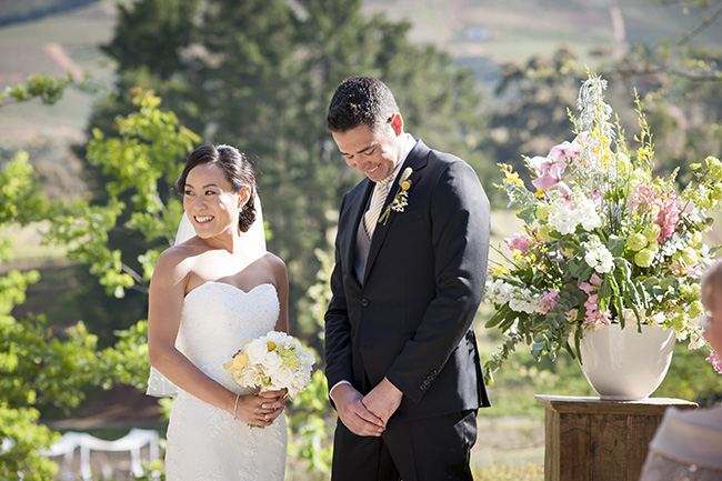 Wedding Ceremony :; Pale Yellow, White & Coral Winelands Destination Wedding (South Africa) :: Joanne Markland Photography :: ConfettiDaydreams.com Wedding Blog 