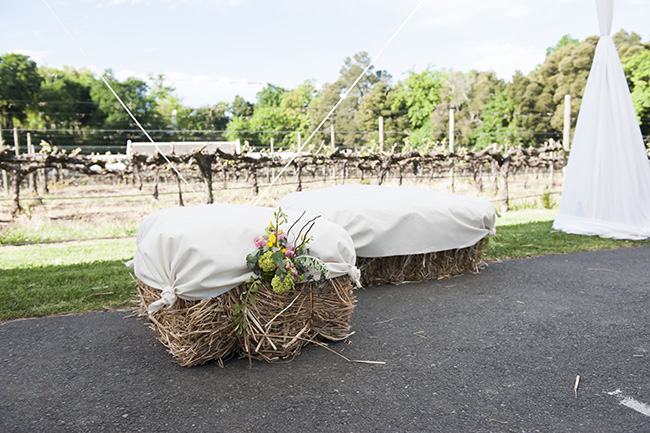 Hay Bales Wedding Decor :: Pale Yellow, White & Coral Winelands Destination Wedding (South Africa) :: Joanne Markland Photography :: ConfettiDaydreams.com Wedding Blog 