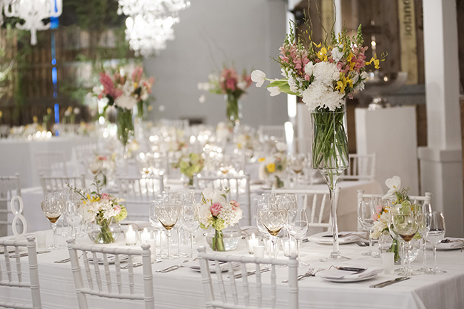 Wedding Reception Decor Ideas and Tablescape :: Molenvliet :: Pale Yellow, White & Coral Winelands Destination Wedding (South Africa) :: Joanne Markland Photography :: ConfettiDaydreams.com Wedding Blog 