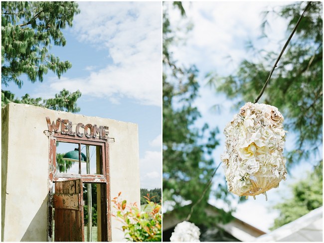 Wedding Ceremony :: Pretty paper Flower, Rustic Blush Farm Wedding :: South Africa :: Louise Vorster Photography :: Seen on ConfettiDaydreams.com