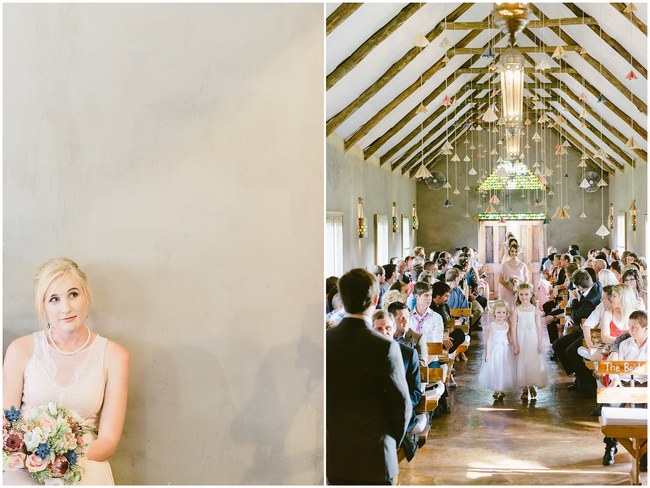   Paper Flower Ceremony Decor :: Pretty paper Flower, Rustic Blush Farm Wedding :: South Africa :: Louise Vorster Photography :: Seen on ConfettiDaydreams.com