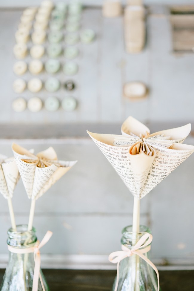 Paper Flower Wedding Reception Decor :: Pretty paper Flower, Rustic Blush Farm Wedding :: South Africa :: Louise Vorster Photography :: Seen on ConfettiDaydreams.com