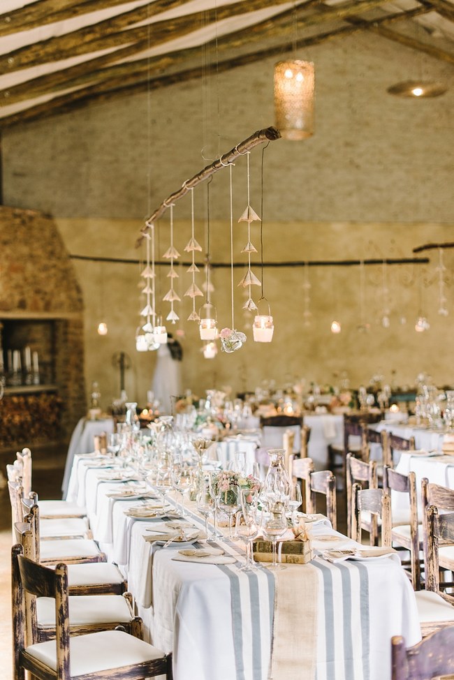 Tablescape  :: Wedding Reception Decor :: Pretty paper Flower, Rustic Blush Farm Wedding :: South Africa :: Louise Vorster Photography :: Seen on ConfettiDaydreams.com