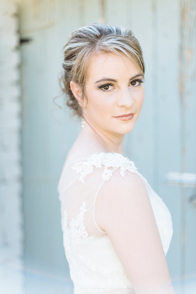 One Shoulder Lace Wedding Dress  :: Pretty paper Flower, Rustic Blush Farm Wedding :: South Africa :: Louise Vorster Photography :: Seen on ConfettiDaydreams.com