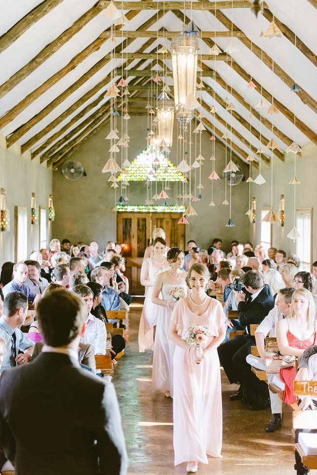   Paper Flower Ceremony Decor :: Pretty paper Flower, Rustic Blush Farm Wedding :: South Africa :: Louise Vorster Photography :: Seen on ConfettiDaydreams.com