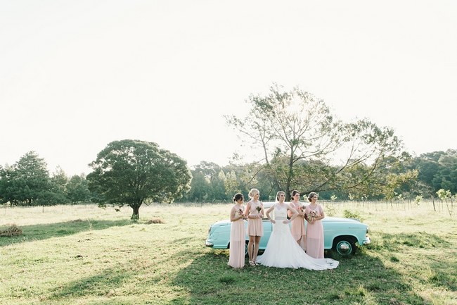   Bridal Party Portraits :: Pretty paper Flower, Rustic Blush Farm Wedding :: South Africa :: Louise Vorster Photography :: Seen on ConfettiDaydreams.com