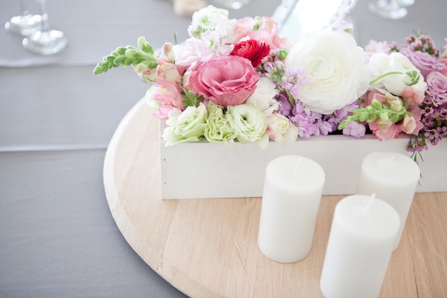 Pink, lavender and white floral centerpiece - wedding decor  :: Pretty Pastel and Powder Blue DIY South African Wedding captured by Nadine Aucamp Photography :: Published on Confetti Daydreams Wedding Blog  