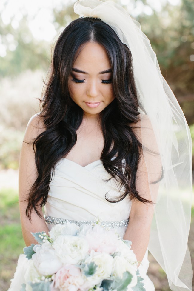 Vera Wang Gown | Dreamy Blush Pink Grey California Wedding | Marianne Wilson Photography via ConfettiDaydreams.com