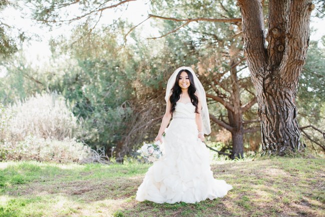 Vera Wang Gown | Dreamy Blush Pink Grey California Wedding | Marianne Wilson Photography via ConfettiDaydreams.com