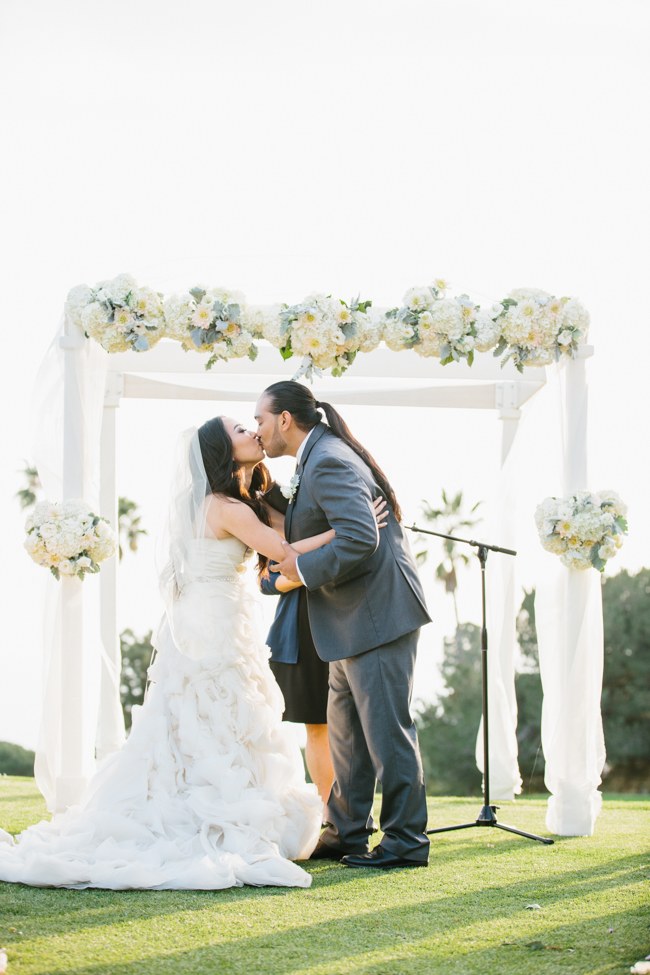 Outdoor Wedding Ceremony | Dreamy Blush Pink Grey California Wedding | Marianne Wilson Photography via ConfettiDaydreams.com