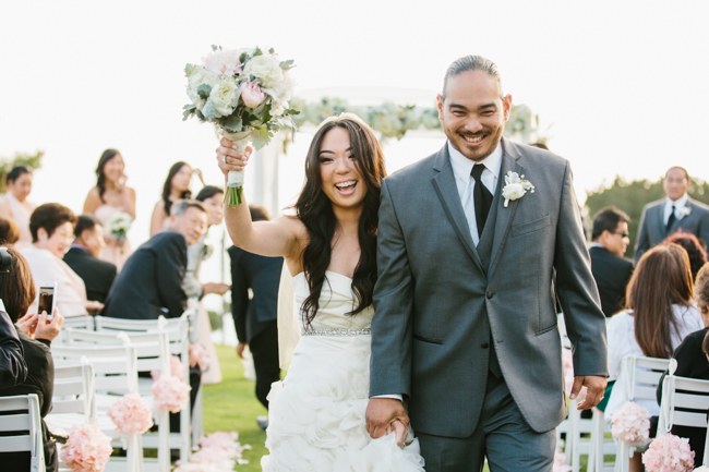 Outdoor Wedding Ceremony | Dreamy Blush Pink Grey California Wedding | Marianne Wilson Photography via ConfettiDaydreams.com