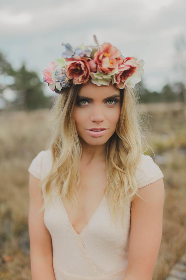Floral Headpiece // Bohemian Luxe - Boho Bride - Gibson Bespoke // Kirsty-Lyn Jameson Photography