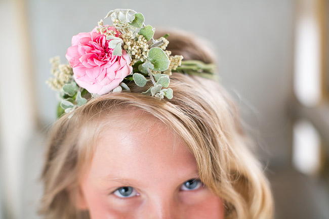 Flower Girl Floral Wreath / Totally Gorgeous Glitter Blush Pink Gold South African Wedding / Adene Photography /