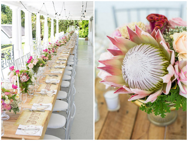 Wedding Decor: Outdoor Spring Tablescape / Totally Gorgeous Glitter Blush Pink Gold South African Wedding / Adene Photography /